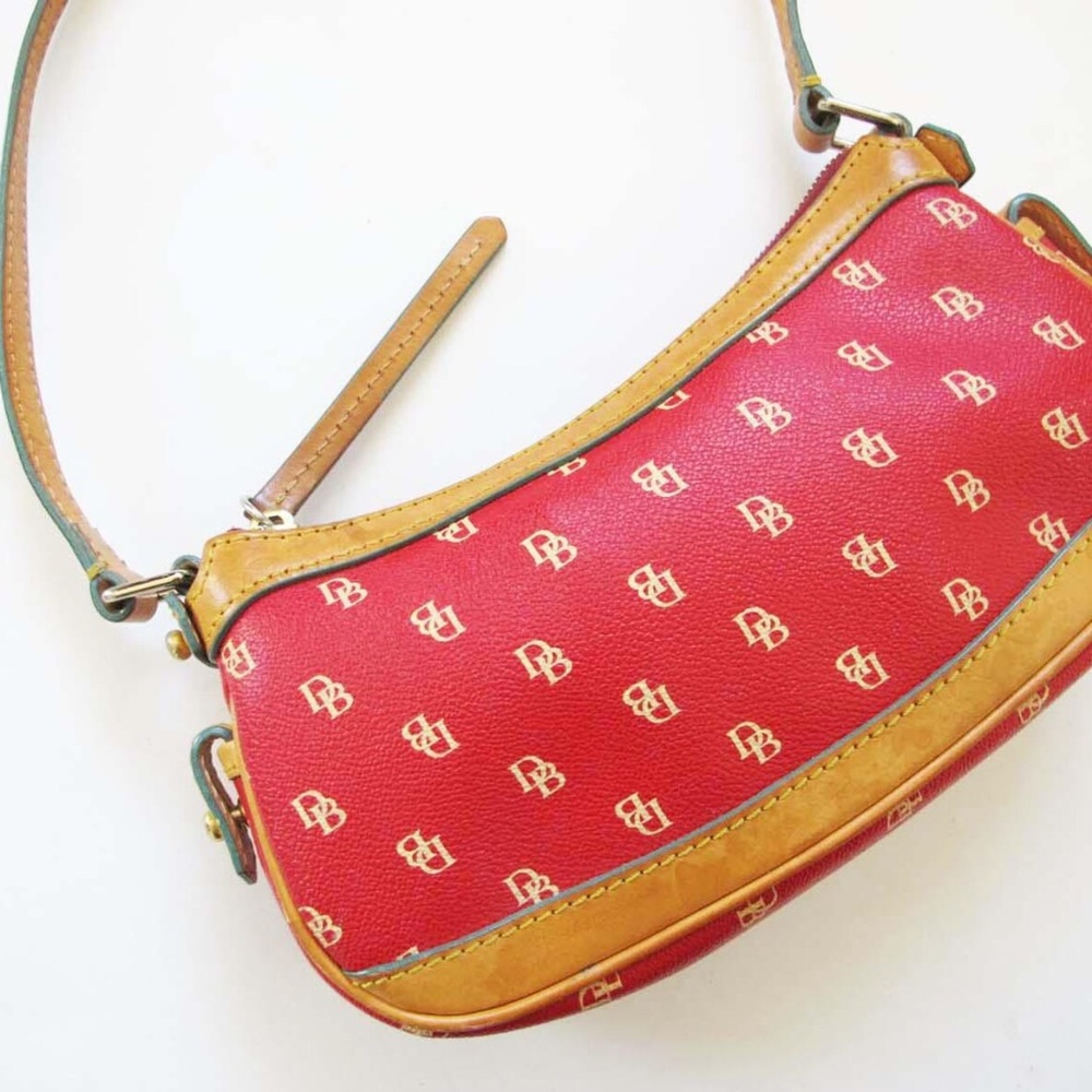 Vintage Y2K Dooney and Bourke Baguette Mini Shoulder Bag Red Tan
